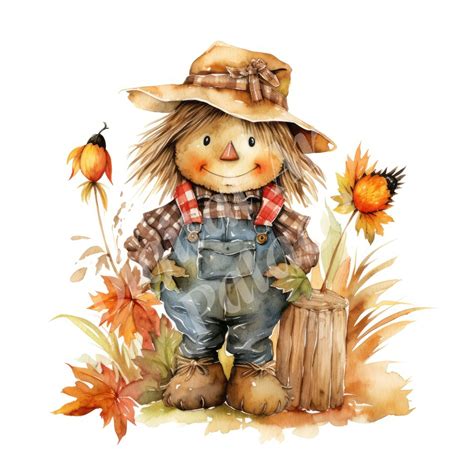 Cute Scarecrow Clipart Bundle Fall Autumn Thanksgiving - Etsy