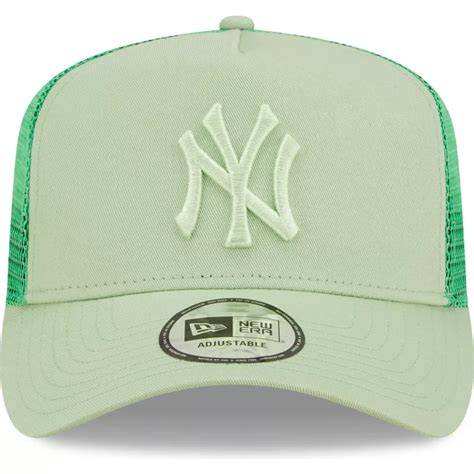 New Era Green Logo A Frame Tonal Mesh New York Yankees MLB Light Green Trucker Hat: Caphunters.com