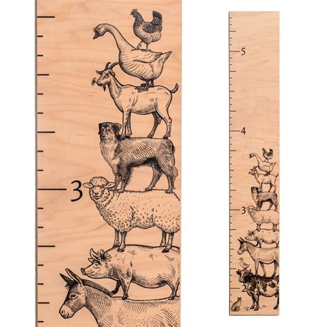 Farm Animals Wooden Growth Chart | Farmhouse Wood Height Chart - Walmart.com - Walmart.com