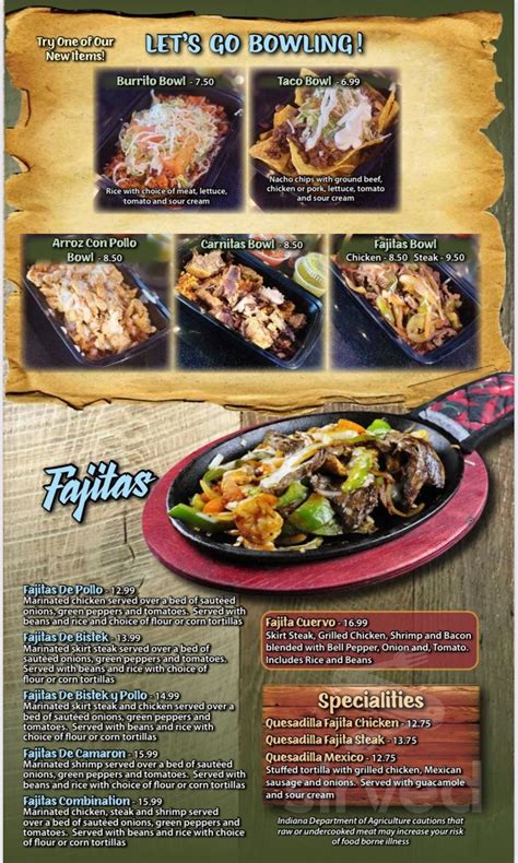 Fajita Grill menu in Valparaiso, Indiana, USA