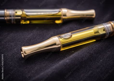 THC/CBD Cannabis Oil & Terpenes Filled Cartridges Isolated Up Close On ...