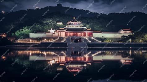 Premium AI Image | Night view of The National Palace Museum