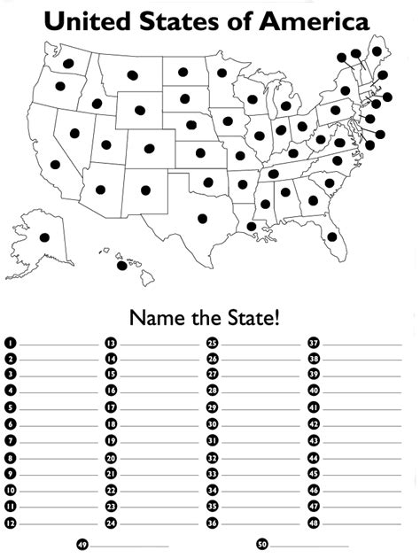 Us States Empty Map Quiz