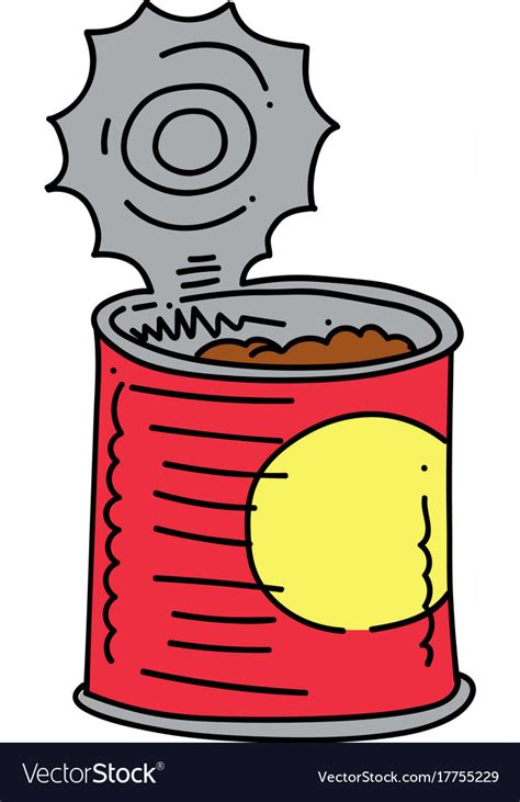 Canned food cartoon hand drawn image Royalty Free Vector