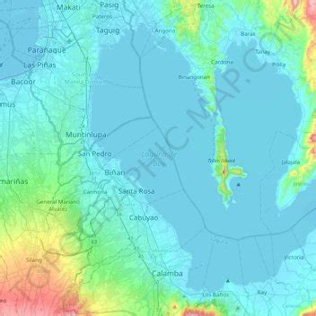 Laguna de Bay topographic map, elevation, terrain