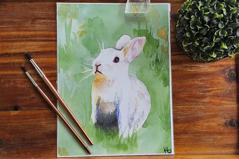 White Rabbit Art Digital Download Rabbit Painting Rabbit - Etsy