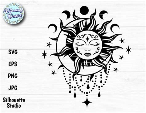 SUN and MOON SVG Moon Phases Mystical Celestial Stars - Etsy