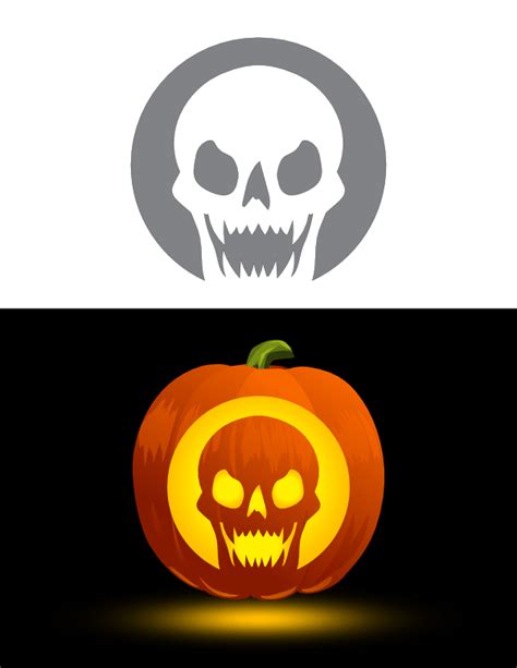 Printable Scary Skull Pumpkin Stencil