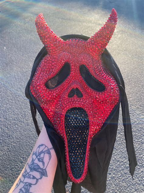 Rhinestone RED DEVIL Ghostface Scream Mask - Etsy