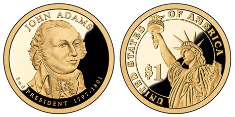 2007 S Presidential Dollar John Adams Golden Dollar Coin Value Prices, Photos & Info