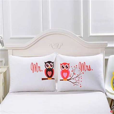 Turetrip 2PCS Couple Pillow Cover Mr&Mrs Pillow Cases Couple Pillowcases Personalized Pillow ...