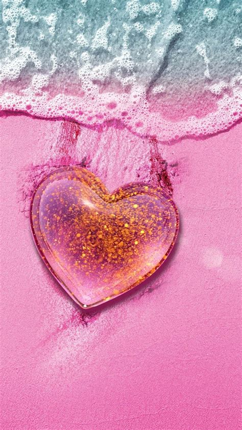 Love heart Wallpaper 4K, Beach, Pink background, Pink Heart, Aerial view, Love, #5749