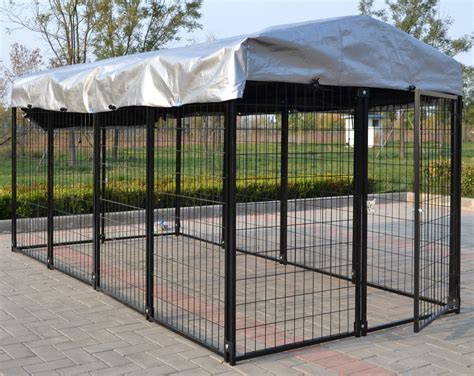 omitree New Modular Dog Kennel with Heavy Duty Welded Steel Panel Pet Cover, 5' W x 10' L x 5.5 ...