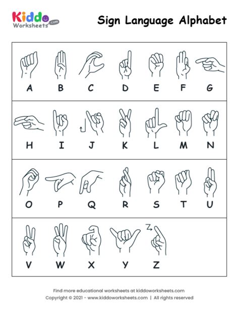 Free Printable sign language alphabet Worksheet - kiddoworksheets ...