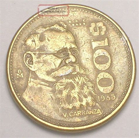 1985 Mexico Mexican 100 Pesos Carranza Eagle Coin F,