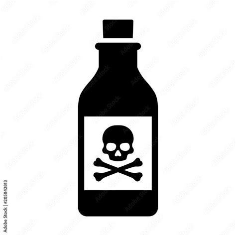 Bottle of poison or poisonous chemical toxin with crossbones label vector icon for games and ...