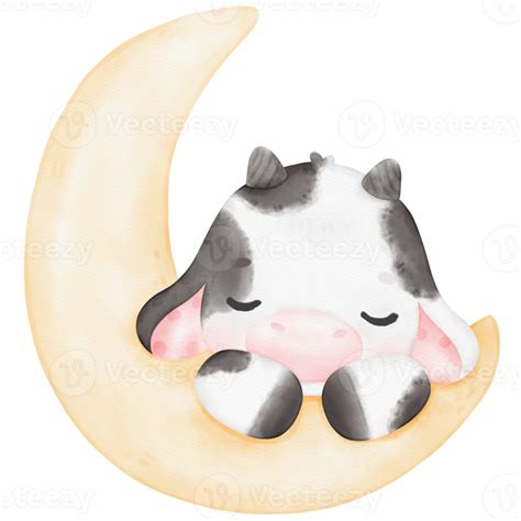 Cute Baby Cow watercolor Illustration 17745577 PNG