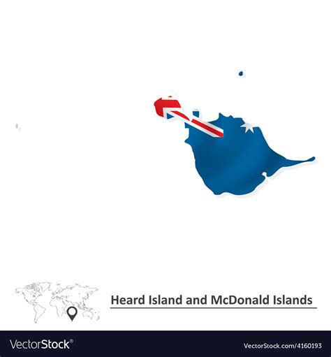 Map of heard island and mcdonald islands with flag