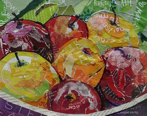 Susan Schenk, collage artist - Apples in a Purple Bowl | Paper collage art, Collage artists ...