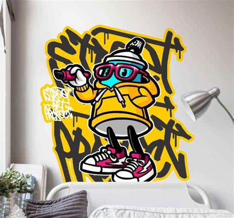 Cartoon graffiti spray can wall text sticker - TenStickers