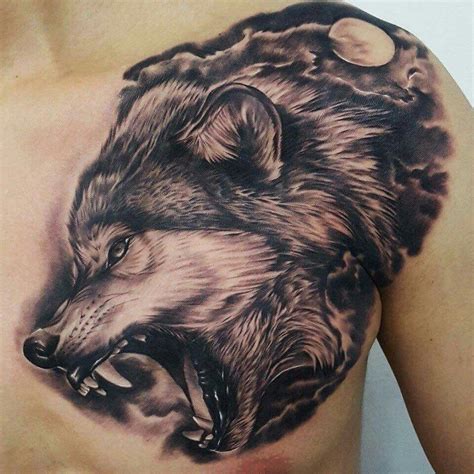 Pin by Tuan Art on chó sói | Cool chest tattoos, Chest tattoo wolf ...