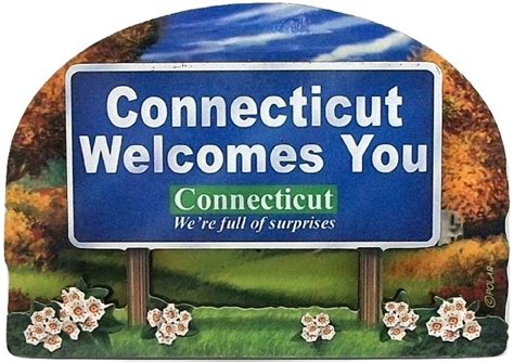 Connecticut State Welcome Sign Artwood Fridge Magnet