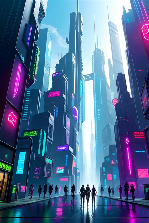 ArtStation - Futuristic cyberpunk tech city street