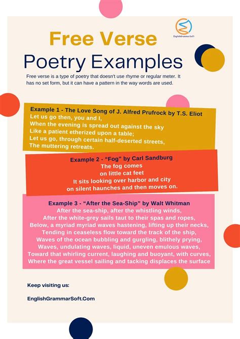 Free Verse Poetry Examples - EnglishGrammarSoft