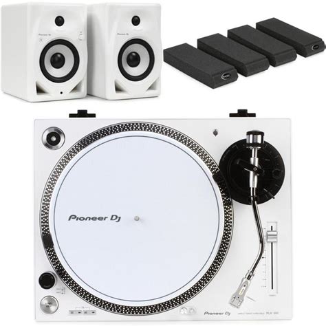 Pioneer DJ PLX-500 Direct Drive Turntable with Active Speakers and Foam Pads- White | Sweetwater