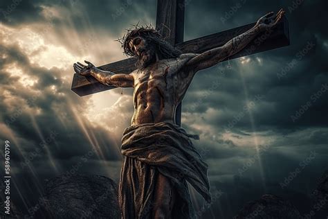 Crucifixion of Jesus Christ made with generative AI Stock Illustration | Adobe Stock