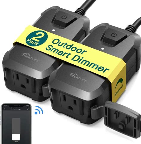 Smart Dimmer Plug Treatlife 2 Pack Outdoor Smart Plug Works with Alexa ...