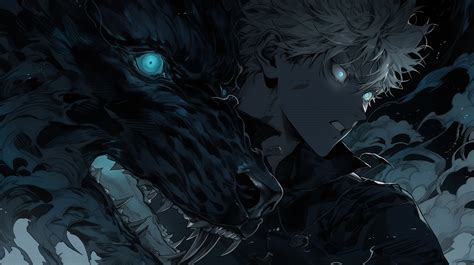 Satoru Gojo Jujutsu Kaisen and Wolf Art Wallpaper, HD Artist 4K ...