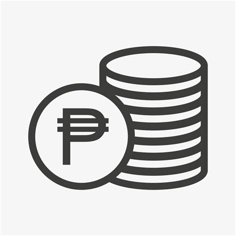 Philippine peso icon. Money outline vector illustration. Pile of coins ...