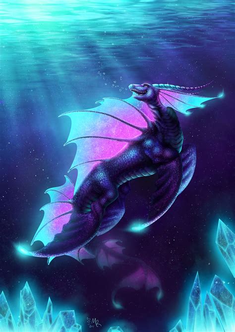 An artwork representing an aquatic dragon pondering the beauty of ...