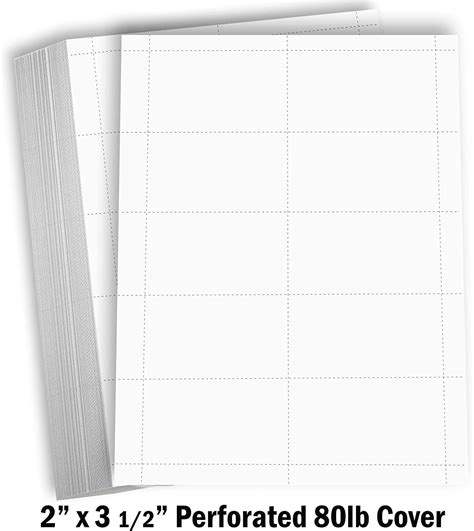 Hamilco Blank Business Cards Card Stock Paper – White Mini Note Index Perforated Cardstock for ...