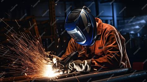 Premium AI Image | a welder is welding sparks and in the style of ...