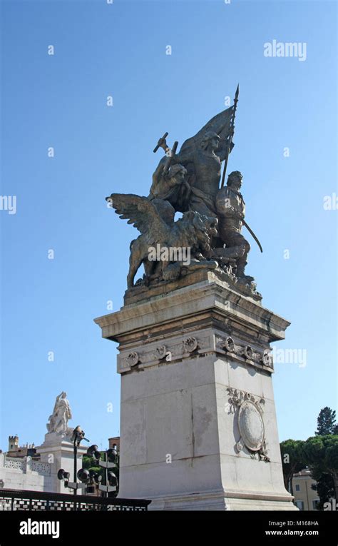 Statue on the Altare della Patria (Altar of the Fatherland) Monument in Rome, Italy Stock Photo ...