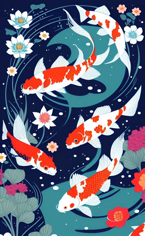 Koi Fish Drawing Wallpaper