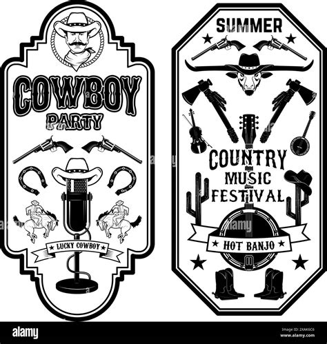 Folk rock party. Summer country music festival flyer template. Cowboys ...