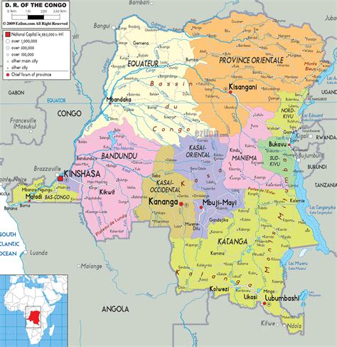 Detailed Political Map of Democratic Republic of Congo - Ezilon Maps