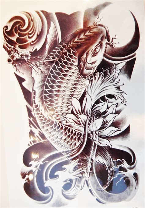 Large Black Koi Fish Temporary Tattoo | Tatouage carpe, Tatouage carpe koi, Tatoo you