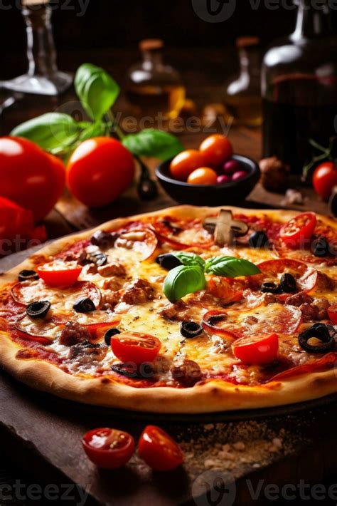 food italian food space tomato meal margarita black copy cheese pizza background fast ...