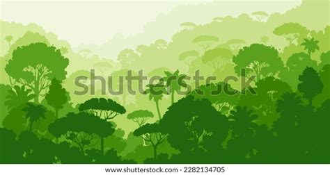 Jungle Forest Silhouette Tropical Vector Landscape Stock Vector (Royalty Free) 2282134705 ...