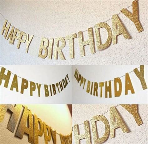 Happy birthday banner bunting in gold glitter girls boys | Etsy | Happy birthday banners ...