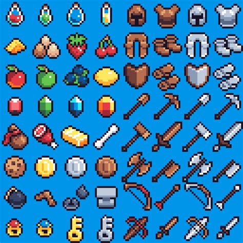 pixel art game - 16x16 Pixel art RPG Items by GentleCatStudio ...