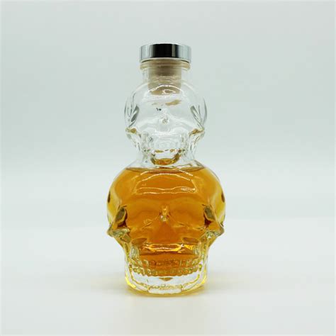 wholesale 200ml small skull glass bottle liquor vodka whisky skull glass bottle with cork, High ...