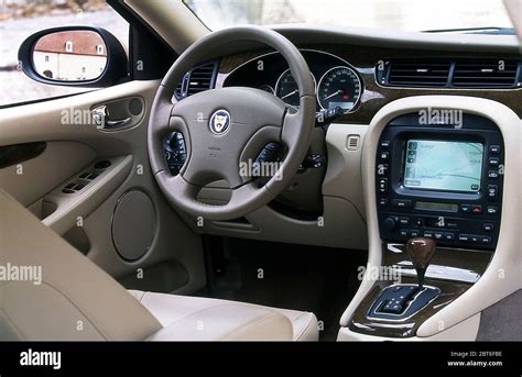 2001 Jaguar X Type 3.0 Litre Interior. Driving in France Stock Photo - Alamy