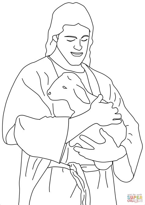 Jesus Christ Holding a Lamb coloring page | Free Printable Coloring Pages