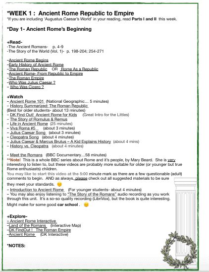 Ancient Rome History Curriculum- Printable PDF | Fields of Daisies