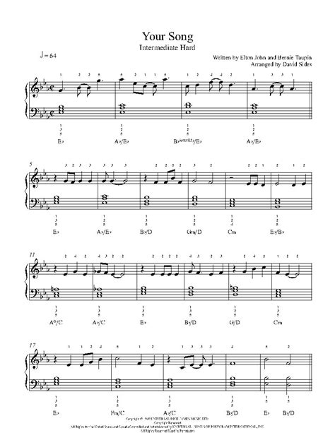 Your Song Elton John Chords Piano - Sheet and Chords Collection